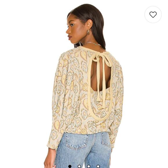 Free People Top NWT No Ordinary Split Back Tie Puff Sleeve Womens Size XS $128 - Picture 4 of 7